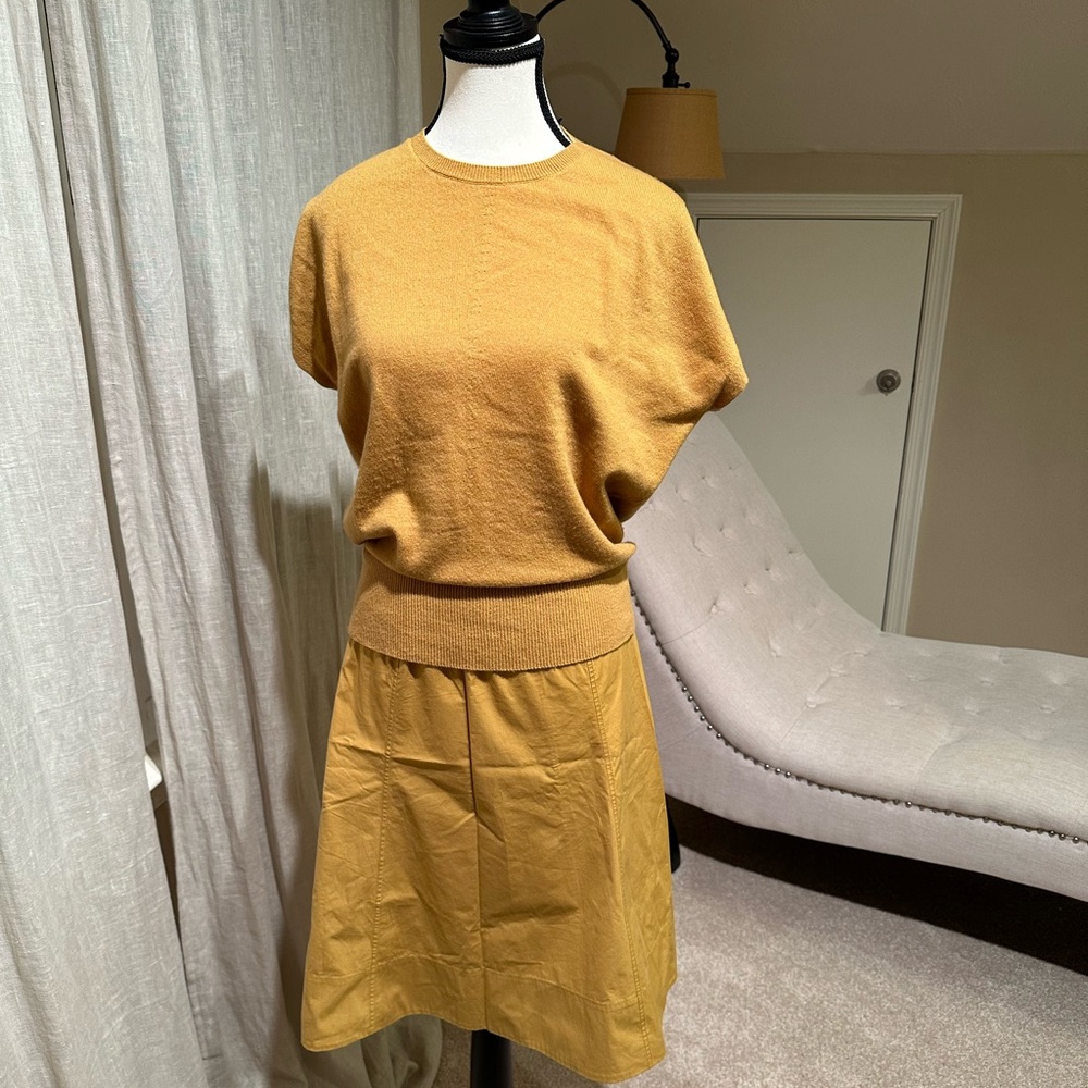 Elegant Theory set , mustard color cotton Skirt size 0 and cashmere top size S